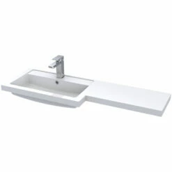 Hudson Reed Fusion LH Combination Unit With L Shape Basin - 1100mm Wide - Gloss Grey Mist -HEATANDPLUMB Sales hudson reed combination grey avola bathroom furniture cbi502 4