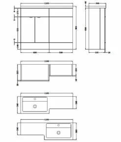 Hudson Reed Fusion RH Combination Unit With L Shape Basin - 1100mm Wide - Anthracite Woodgrain -HEATANDPLUMB Sales hudson reed combination grey avola bathroom furniture cbi503