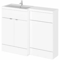 Hudson Reed Fusion LH Combination Unit With L Shape Basin - 1100mm Wide - Gloss White -HEATANDPLUMB Sales hudson reed combination white bathroom furniture cbi102