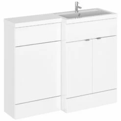 Hudson Reed Fusion RH Combination Unit With L Shape Basin - 1100mm Wide - Gloss White -HEATANDPLUMB Sales hudson reed combination white bathroom furniture cbi103