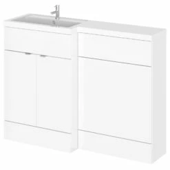 Hudson Reed Fusion LH Combination Unit With 600mm WC Unit - 1200mm Wide - Gloss White
