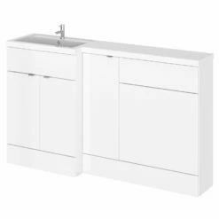 Hudson Reed Fusion LH Combination Unit With 600mm WC Unit - 1500mm Wide - Gloss White -HEATANDPLUMB Sales hudson reed combination white bathroom furniture cbi113