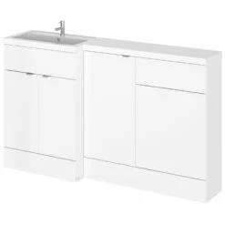 Hudson Reed Fusion LH Combination Unit With 500mm WC Unit - 1500mm Wide - Gloss White