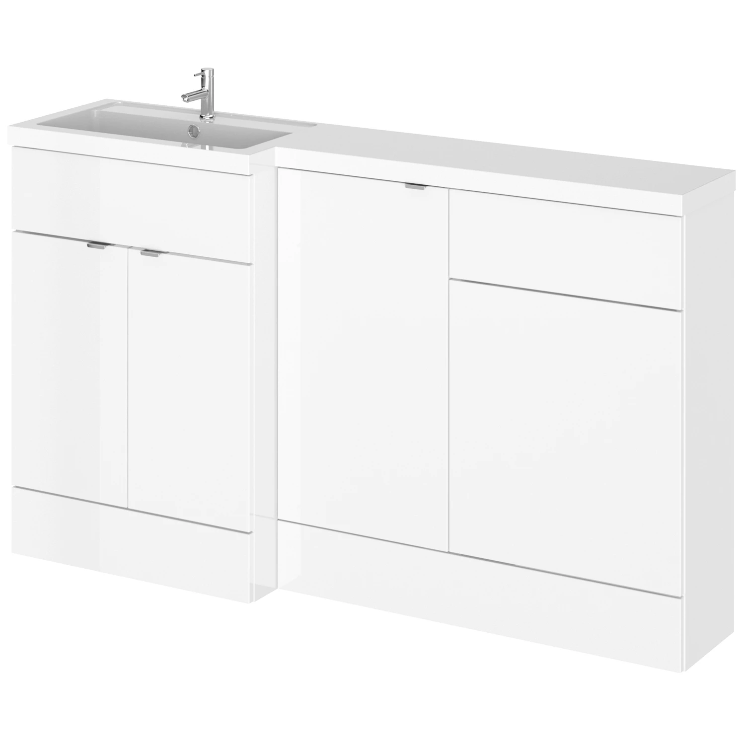 Hudson Reed Fusion LH Combination Unit With 500mm WC Unit - 1500mm Wide - Gloss White 3 Hudson Reed Fusion LH Combination Unit With 500mm WC Unit - 1500mm Wide - Gloss White