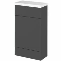 Hudson Reed Fusion Compact WC Unit With Polymarble Worktop 500mm Wide - Gloss Grey