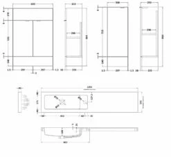 Hudson Reed Fusion Compact Combination Unit With 300mm Base Unit X 2 - 1200mm Wide - Charcoal Black Woodgrain