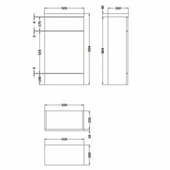 Hudson Reed Fusion Compact WC Unit With Polymarble Worktop 500mm Wide - Gloss White