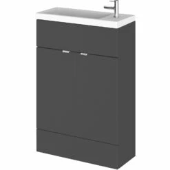 Hudson Reed Fusion Compact Vanity Unit With Basin 600mm Wide - Gloss Grey -HEATANDPLUMB Sales hudson reed compact vanity unit cbi906