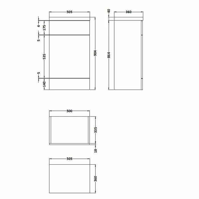 Hudson Reed Fusion WC Unit With Polymarble Worktop 500mm Wide - Anthracite Woodgrain 5 Hudson Reed Fusion WC Unit With Polymarble Worktop 500mm Wide - Anthracite Woodgrain - Image 3