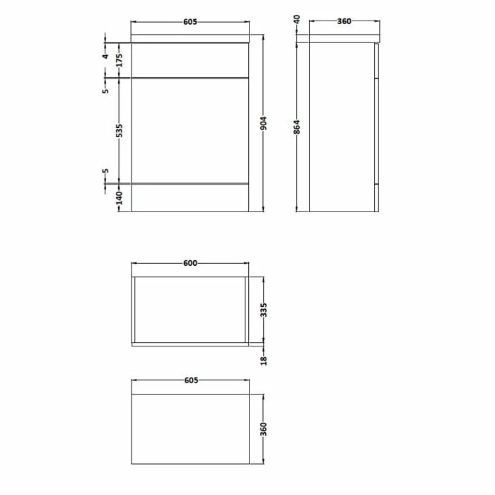 Hudson Reed Fusion WC Unit With Polymarble Worktop 600mm Wide - Gloss White 5 Hudson Reed Fusion WC Unit With Polymarble Worktop 600mm Wide - Gloss White - Image 3