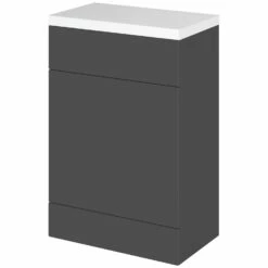 Hudson Reed Fusion WC Unit With Polymarble Worktop 600mm Wide - Gloss Grey 6 Hudson Reed Fusion WC Unit With Polymarble Worktop 600mm Wide - Gloss Grey -HEATANDPLUMB Sales hudson reed fitted bathroom furniture cbi920