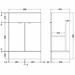 Hudson Reed Fusion Vanity Unit 600mm Wide - Gloss White -HEATANDPLUMB Sales hudson reed fitted white vanity unit off108 10