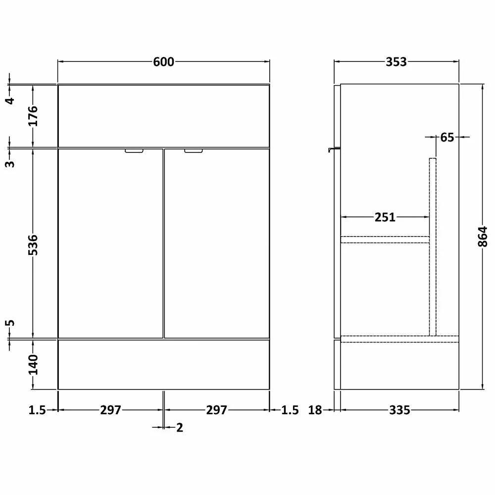 Hudson Reed Fusion Vanity Unit 600mm Wide - Gloss Grey Mist 4 Hudson Reed Fusion Vanity Unit 600mm Wide - Gloss Grey Mist - Image 2