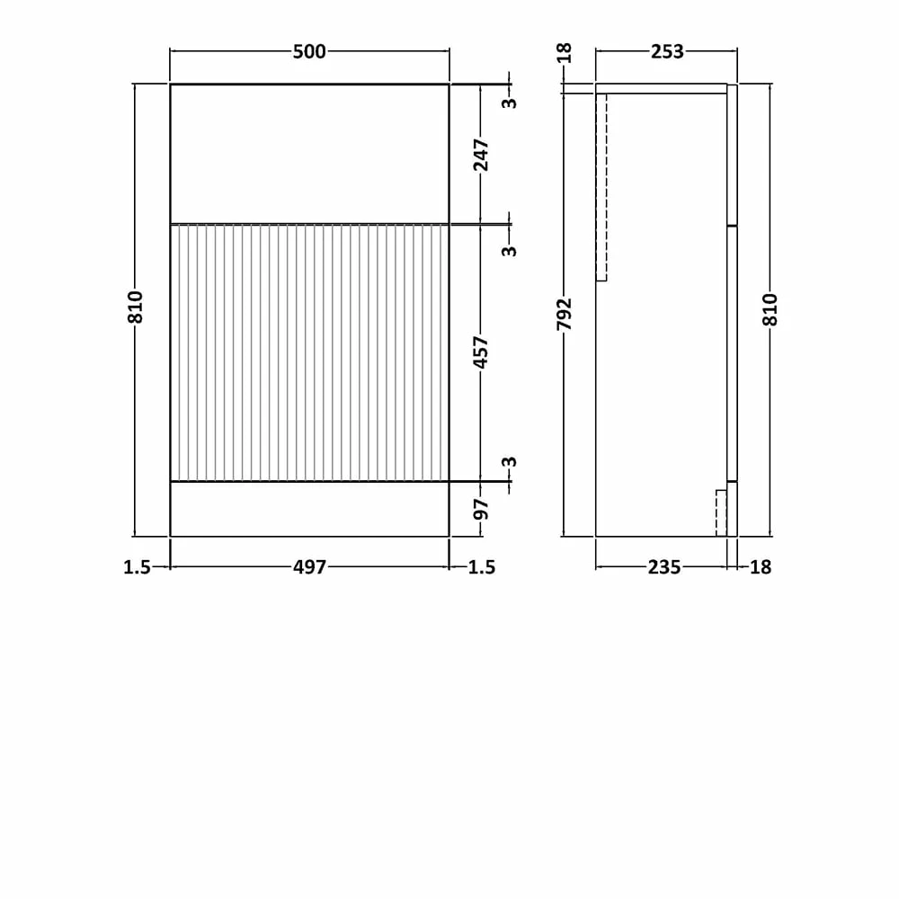 Hudson Reed Fluted WC Unit 500mm Wide - Satin White 3 Hudson Reed Fluted WC Unit 500mm Wide - Satin White