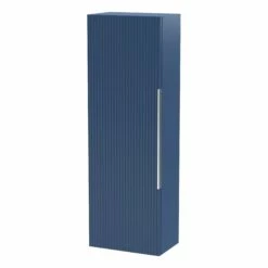 Hudson Reed Fluted Wall Hung Tall Storage Unit 400mm Wide - Satin Blue -HEATANDPLUMB Sales hudson reed fluted bathroom furniture hrfluwhtu40 2
