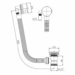 Hudson Reed Freeflow Bath Filler Waste And Overflow Round - Chrome