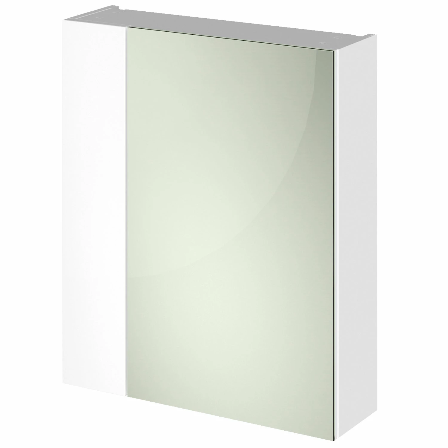 Hudson Reed Fusion Mirrored Bathroom Cabinet (75/25) 600mm Wide - Gloss White 4 Hudson Reed Fusion Mirrored Bathroom Cabinet (75/25) 600mm Wide - Gloss White - Image 2
