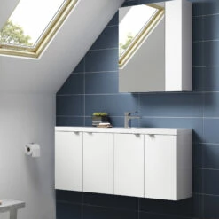 Hudson Reed Fusion Mirrored Bathroom Cabinet (75/25) 600mm Wide - Gloss White