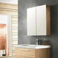Hudson Reed Fusion Mirrored Bathroom Cabinet (50/50) 600mm Wide - Natural Oak 7 Hudson Reed Fusion Mirrored Bathroom Cabinet (50/50) 600mm Wide - Natural Oak -HEATANDPLUMB Sales hudson reed fusion bathroom cabinet off317