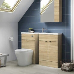 Hudson Reed Fusion Mirrored Bathroom Cabinet (75/25) 600mm Wide - Natural Oak -HEATANDPLUMB Sales hudson reed fusion bathroom cabinet off318 1