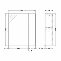 Hudson Reed Fusion Mirrored Bathroom Cabinet (75/25) 600mm Wide - Gloss White 7 Hudson Reed Fusion Mirrored Bathroom Cabinet (75/25) 600mm Wide - Gloss White -HEATANDPLUMB Sales hudson reed fusion bathroom cabinet off518 2 3