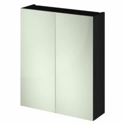 Hudson Reed Fusion Mirrored Bathroom Cabinet (50/50) 600mm Wide - Charcoal Black Woodgrain