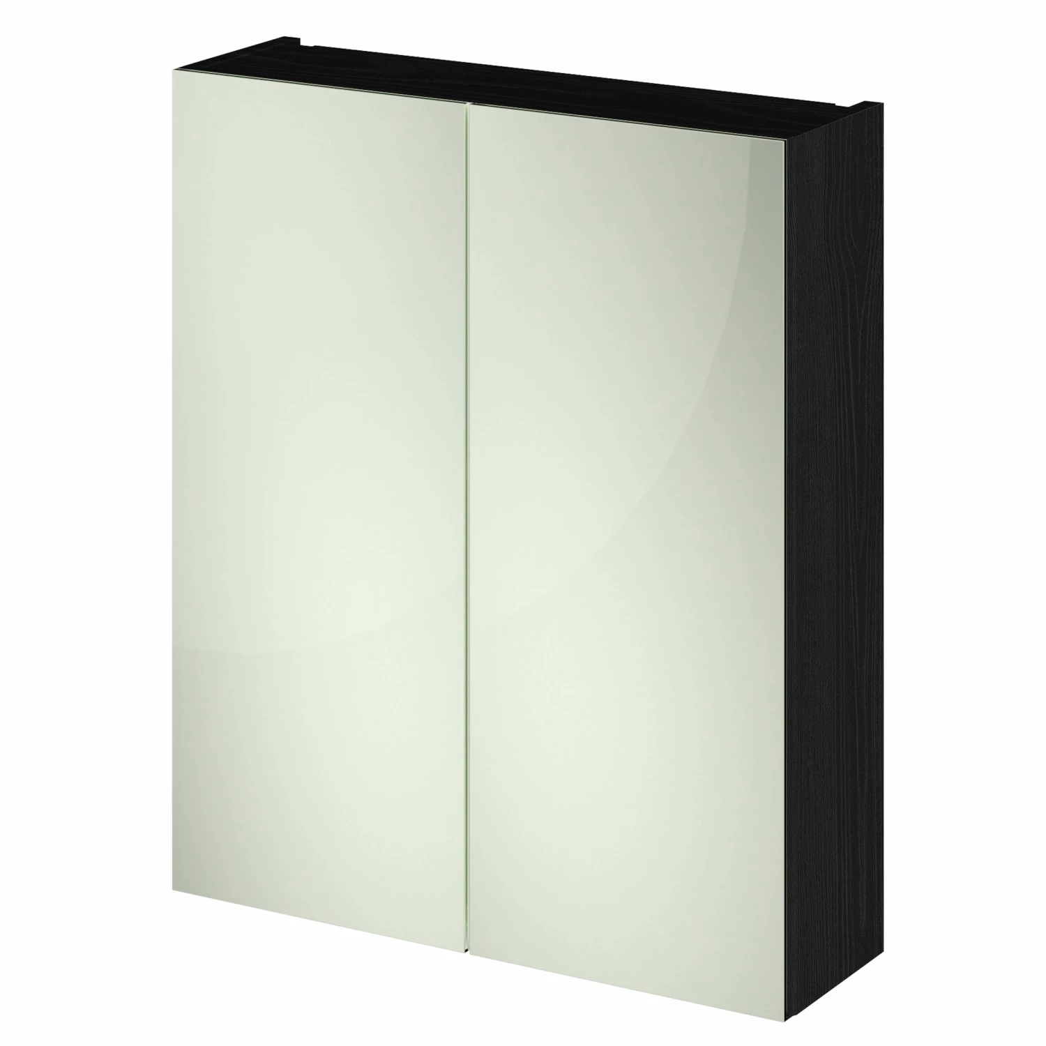 Hudson Reed Fusion Mirrored Bathroom Cabinet (50/50) 600mm Wide - Charcoal Black Woodgrain 3 Hudson Reed Fusion Mirrored Bathroom Cabinet (50/50) 600mm Wide - Charcoal Black Woodgrain