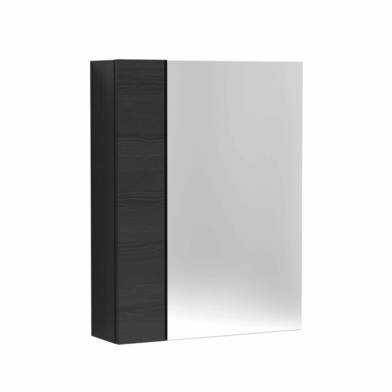 Hudson Reed Fusion Mirrored Bathroom Cabinet (75/25) 600mm Wide - Charcoal Black 3 Hudson Reed Fusion Mirrored Bathroom Cabinet (75/25) 600mm Wide - Charcoal Black