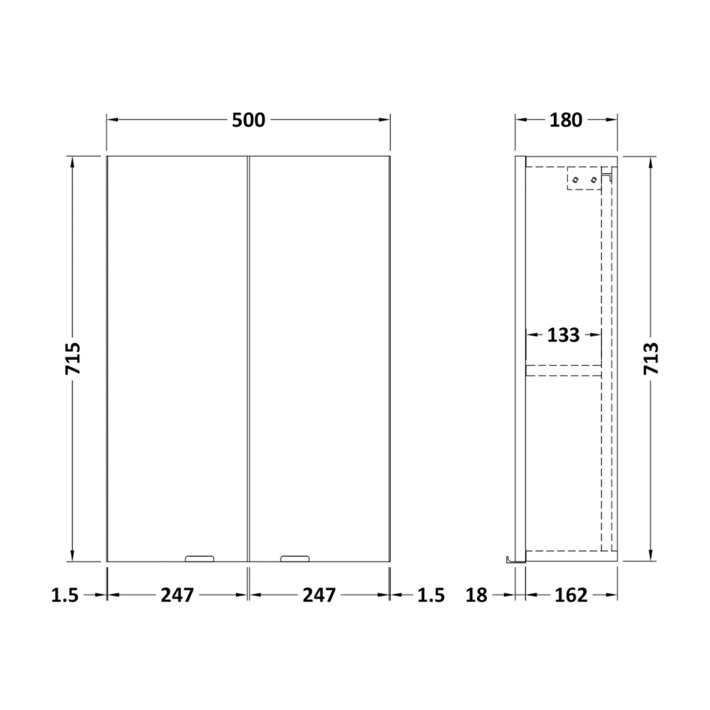 Hudson Reed Fusion Wall Unit 500mm Wide - Gloss Grey Mist 4 Hudson Reed Fusion Wall Unit 500mm Wide - Gloss Grey Mist - Image 2
