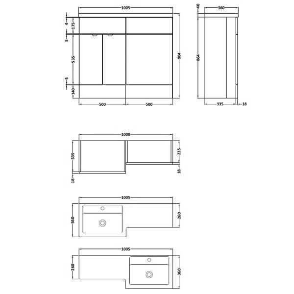 Hudson Reed Fusion RH Combination Unit With 500mm WC Unit - 1000mm Wide - Gloss White 6 Hudson Reed Fusion RH Combination Unit With 500mm WC Unit - 1000mm Wide - Gloss White - Image 4
