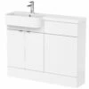 Hudson Reed Fusion LH Combination Unit With Round Semi Recessed Basin 1100mm Wide - Gloss White -HEATANDPLUMB Sales hudson reed fusion bathroom furniture cbi146