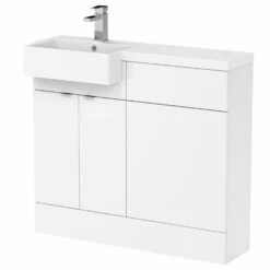Hudson Reed Fusion LH Combination Unit With Square Semi Recessed Basin 1000mm Wide - Gloss White 5 Hudson Reed Fusion LH Combination Unit With Square Semi Recessed Basin 1000mm Wide - Gloss White -HEATANDPLUMB Sales hudson reed fusion bathroom furniture cbi148