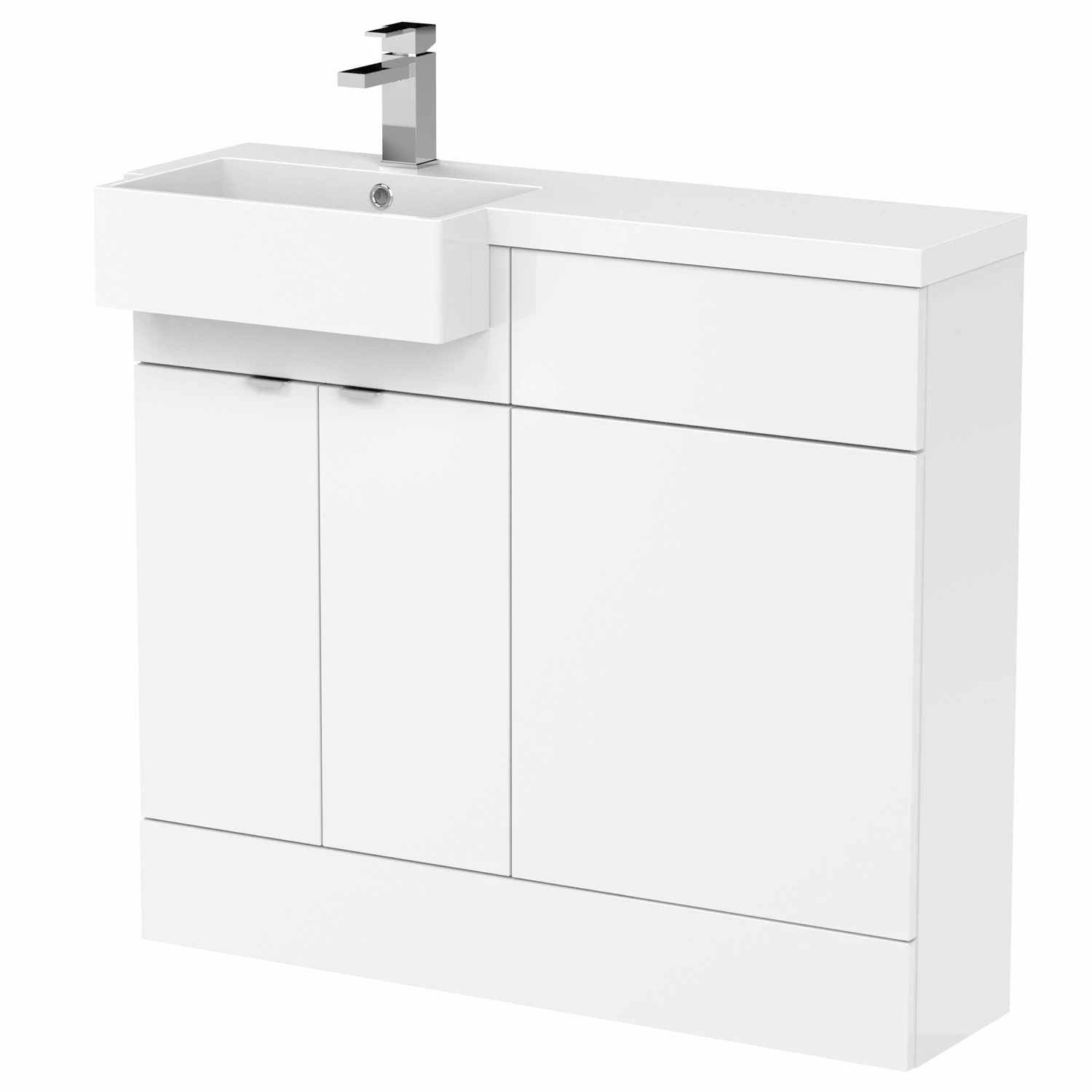 Hudson Reed Fusion LH Combination Unit With Square Semi Recessed Basin 1000mm Wide - Gloss White 4 Hudson Reed Fusion LH Combination Unit With Square Semi Recessed Basin 1000mm Wide - Gloss White - Image 2