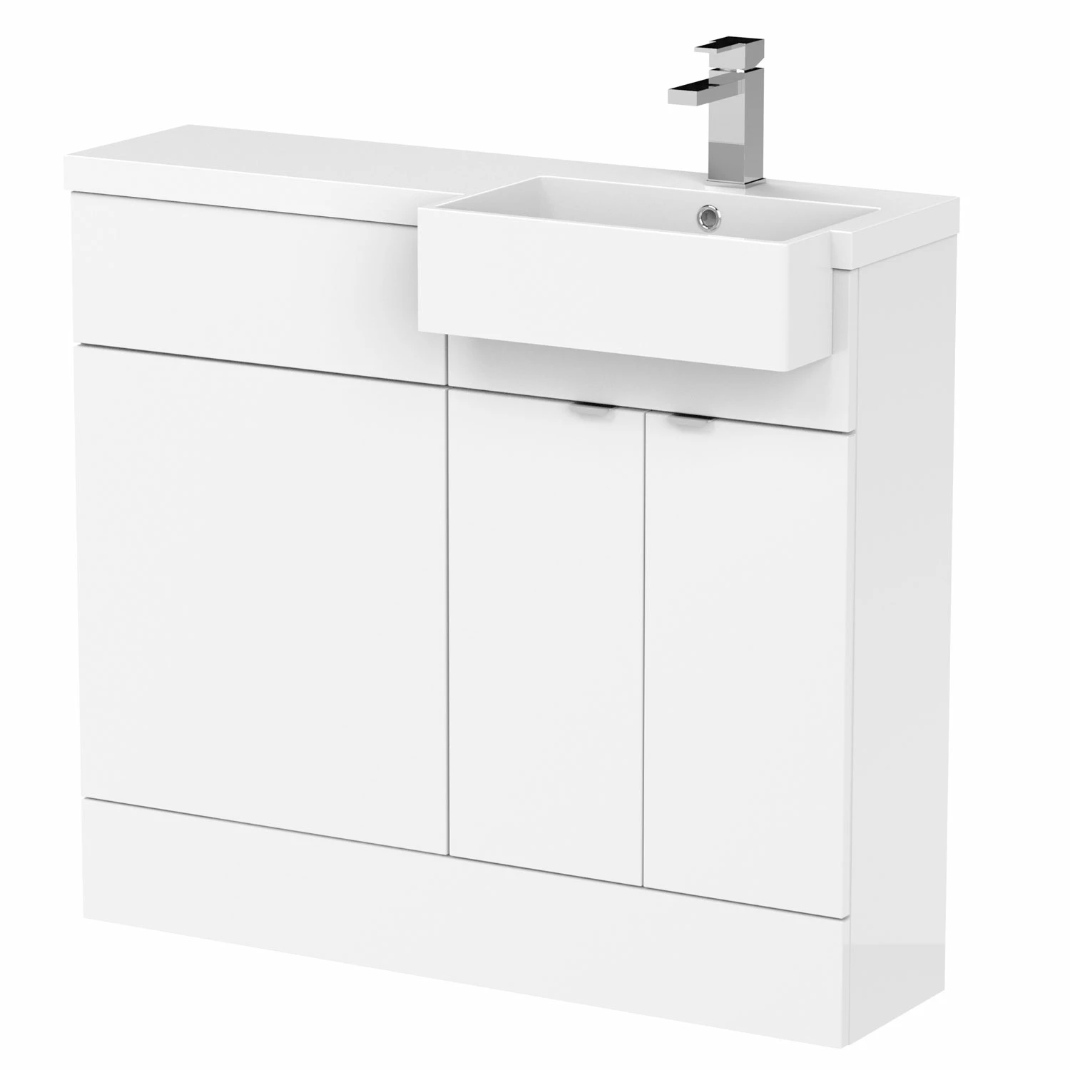 Hudson Reed Fusion RH Combination Unit With Square Semi Recessed Basin 1000mm Wide - Gloss White 4 Hudson Reed Fusion RH Combination Unit With Square Semi Recessed Basin 1000mm Wide - Gloss White - Image 2