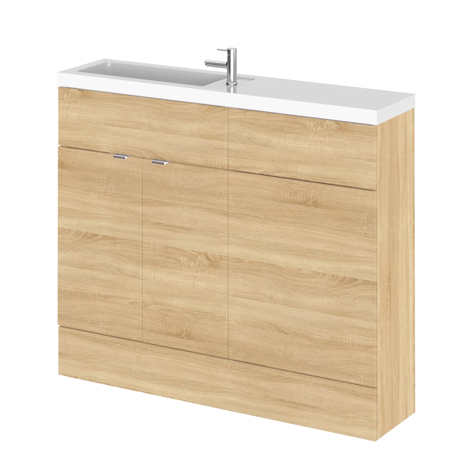 Hudson Reed Fusion Compact Combination Unit With Slimline Basin - 1000mm Wide - Natural Oak 4 Hudson Reed Fusion Compact Combination Unit With Slimline Basin - 1000mm Wide - Natural Oak - Image 2