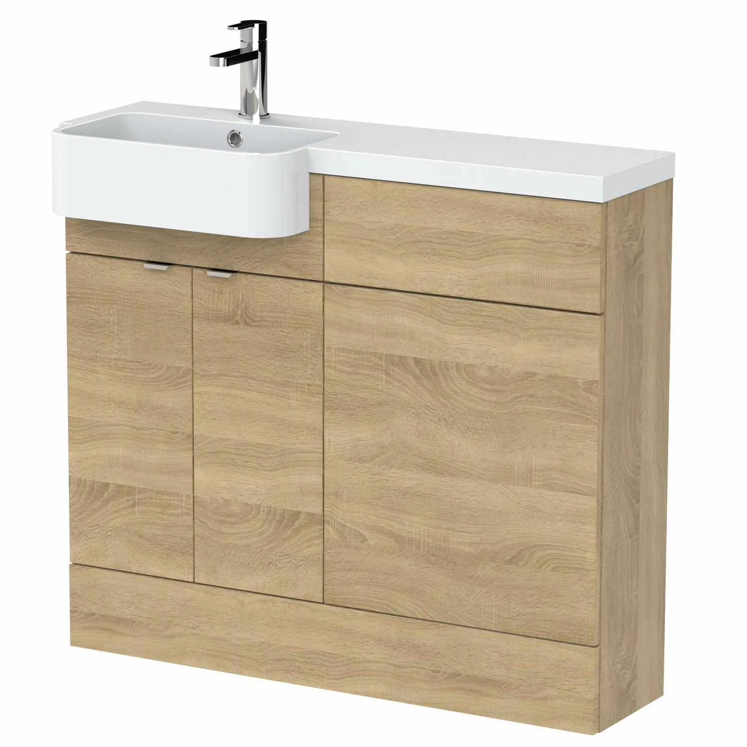 Hudson Reed Fusion LH Combination Unit With Round Semi Recessed Basin 1000mm Wide - Natural Oak 3 Hudson Reed Fusion LH Combination Unit With Round Semi Recessed Basin 1000mm Wide - Natural Oak
