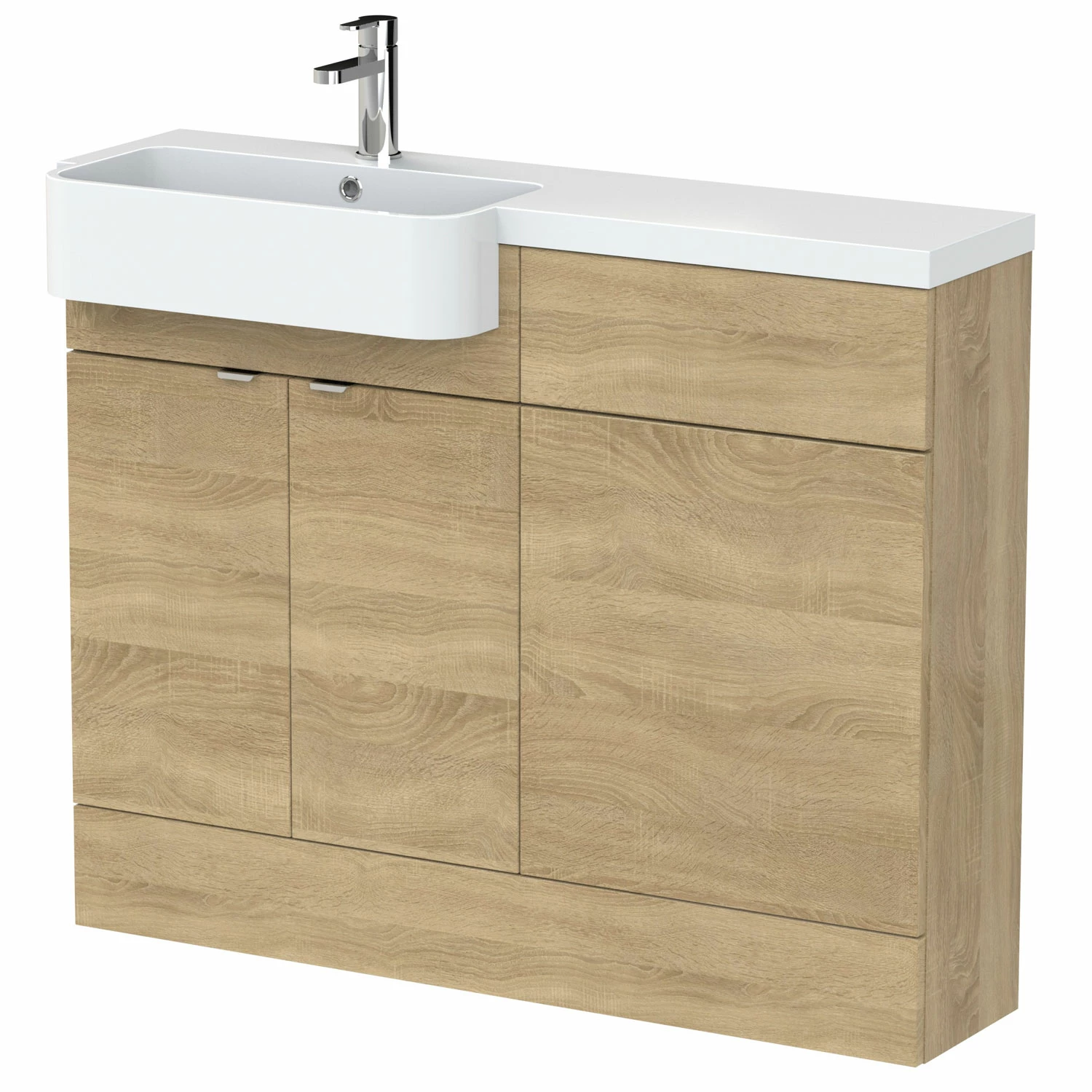 Hudson Reed Fusion LH Combination Unit With Round Semi Recessed Basin 1100mm Wide - Natural Oak 4 Hudson Reed Fusion LH Combination Unit With Round Semi Recessed Basin 1100mm Wide - Natural Oak - Image 2