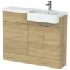 Hudson Reed Fusion RH Combination Unit With Round Semi Recessed Basin 1100mm Wide - Natural Oak 1 Hudson Reed Fusion RH Combination Unit With Round Semi Recessed Basin 1100mm Wide - Natural Oak -HEATANDPLUMB Sales hudson reed fusion bathroom furniture cbi347