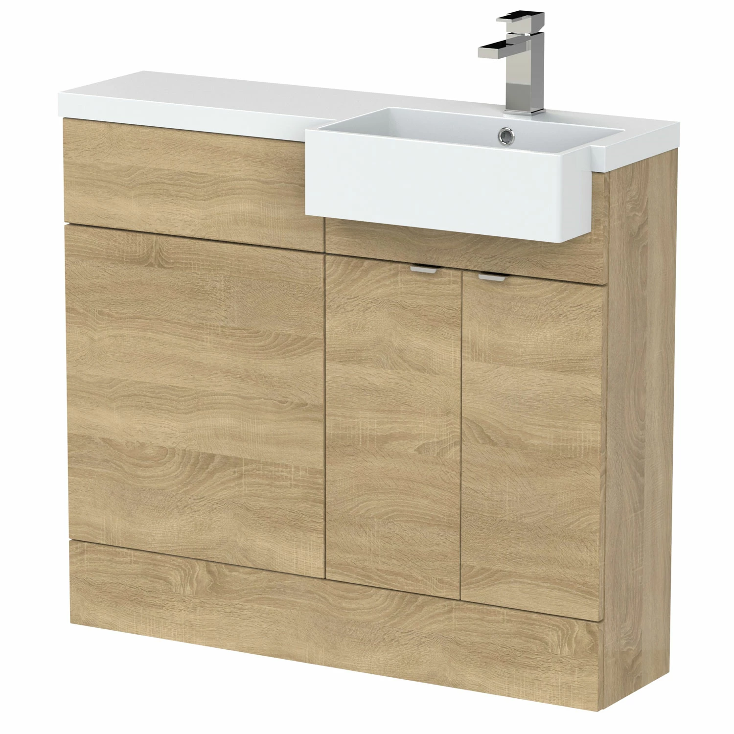 Hudson Reed Fusion RH Combination Unit With Square Semi Recessed Basin 1000mm Wide - Natural Oak 4 Hudson Reed Fusion RH Combination Unit With Square Semi Recessed Basin 1000mm Wide - Natural Oak - Image 2
