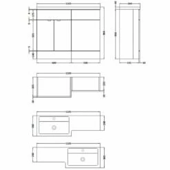 Hudson Reed Fusion RH Combination Unit With L Shape Basin - 1100mm Wide - Gloss Grey Mist -HEATANDPLUMB Sales hudson reed fusion bathroom furniture cbi403 1 3