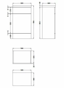 Hudson Reed Fusion WC Unit With Polymarble Worktop 500mm Wide - Gloss Grey Mist 7 Hudson Reed Fusion WC Unit With Polymarble Worktop 500mm Wide - Gloss Grey Mist -HEATANDPLUMB Sales hudson reed fusion bathroom furniture cbi405