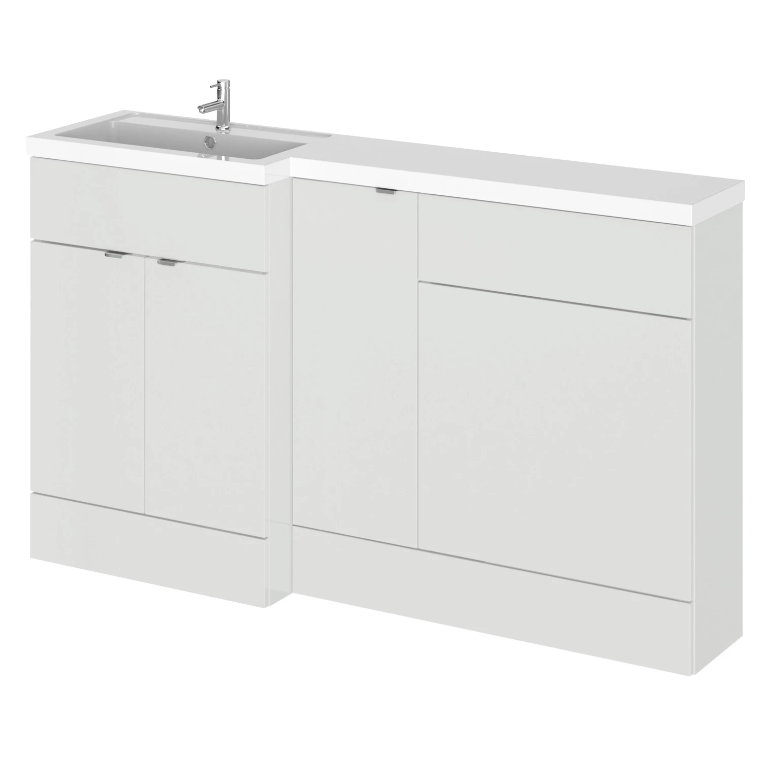 Hudson Reed Fusion LH Combination Unit With 600mm WC Unit - 1500mm Wide - Gloss Grey Mist 3 Hudson Reed Fusion LH Combination Unit With 600mm WC Unit - 1500mm Wide - Gloss Grey Mist