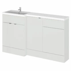 Hudson Reed Fusion LH Combination Unit With 500mm WC Unit - 1500mm Wide - Gloss Grey Mist -HEATANDPLUMB Sales hudson reed fusion bathroom furniture cbi415 1