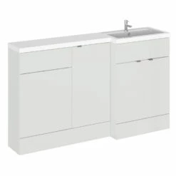 Hudson Reed Fusion RH Combination Unit With 500mm WC Unit - 1500mm Wide - Gloss Grey Mist -HEATANDPLUMB Sales hudson reed fusion bathroom furniture cbi416 1