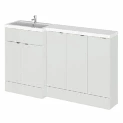 Hudson Reed Fusion LH Combination Unit With 300mm Base Unit X 3 - 1500mm Wide - Gloss Grey Mist