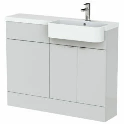 Hudson Reed Fusion RH Combination Unit With Round Semi Recessed Basin 1100mm Wide - Gloss Grey Mist
