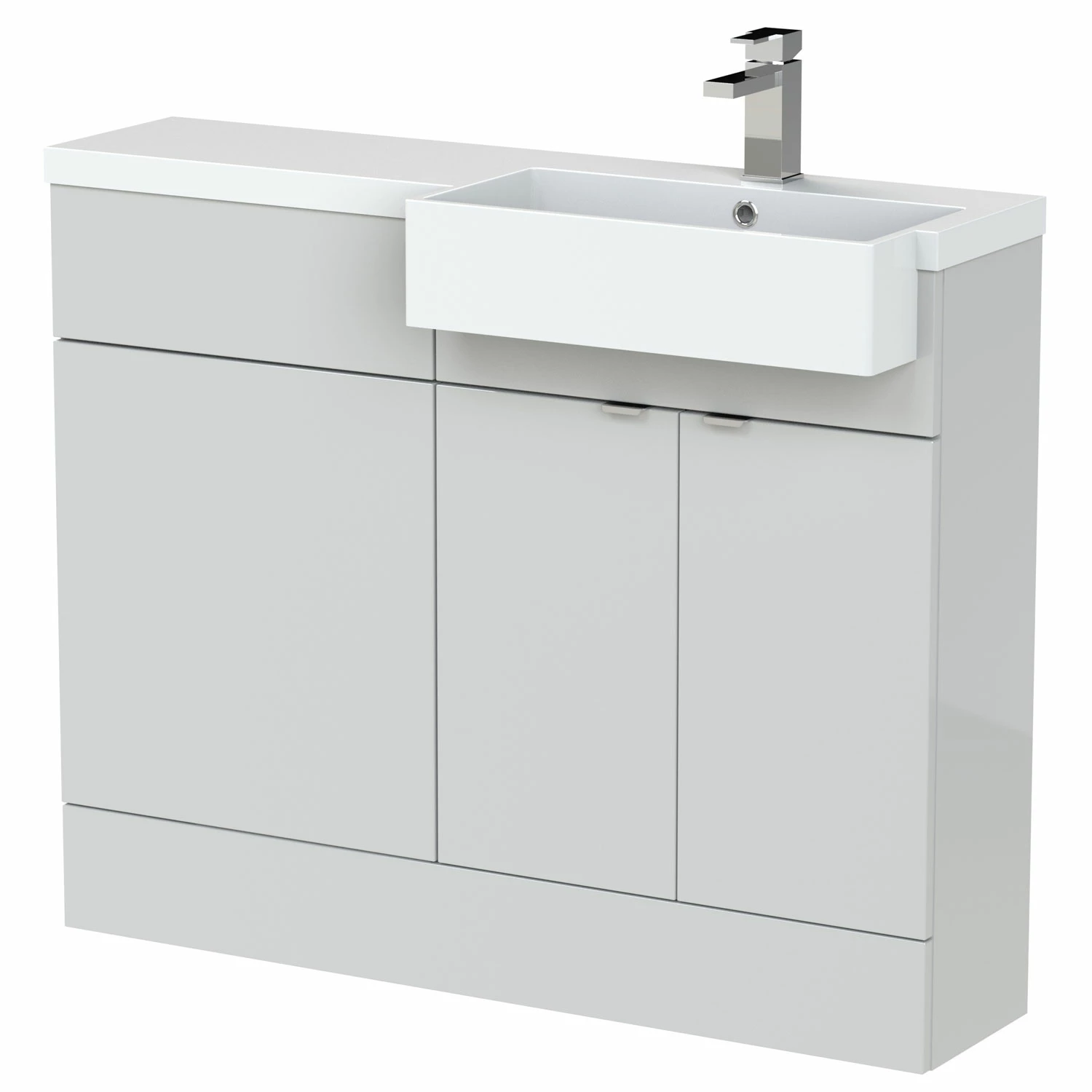 Hudson Reed Fusion RH Combination Unit With Square Semi Recessed Basin 1100mm Wide - Gloss Grey Mist 4 Hudson Reed Fusion RH Combination Unit With Square Semi Recessed Basin 1100mm Wide - Gloss Grey Mist - Image 2