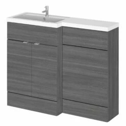 Hudson Reed Fusion LH Combination Unit With 500mm WC Unit - 1000mm Wide - Anthracite Woodgrain -HEATANDPLUMB Sales hudson reed fusion bathroom furniture cbi502 1