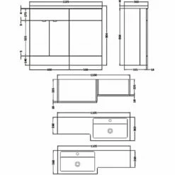 Hudson Reed Fusion LH Combination Unit With L Shape Basin - 1100mm Wide - Natural Oak
