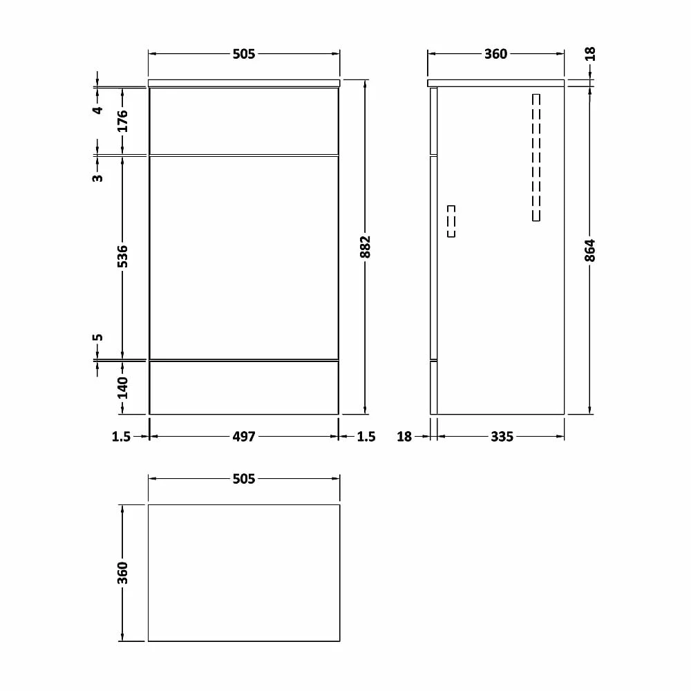 Hudson Reed Fusion WC Unit With Coloured Worktop 500mm Wide - Natural Oak 3 Hudson Reed Fusion WC Unit With Coloured Worktop 500mm Wide - Natural Oak